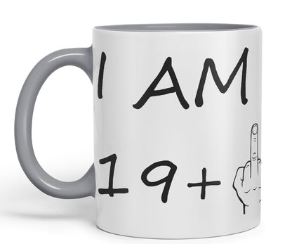 Vixar I am 19 + 1 Man Hand Ceramic 330 ml, 11oz Coloured Mug Cup Gift Coffee Tea Happy Birthday Turning 20 Years Old as a Joke Celebration 20th Birthday Gift idea