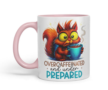 Vixar Overcaffeinated and Underprepared Funny Squirrel Mug – Coloured Ceramic Mug Cup Gift, 11oz (Black)