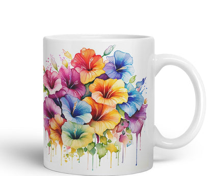 Vixar Petunia Patio Flower Mug Coloured Ceramic Mug Cup Gift, 11oz (Gold Yellow)