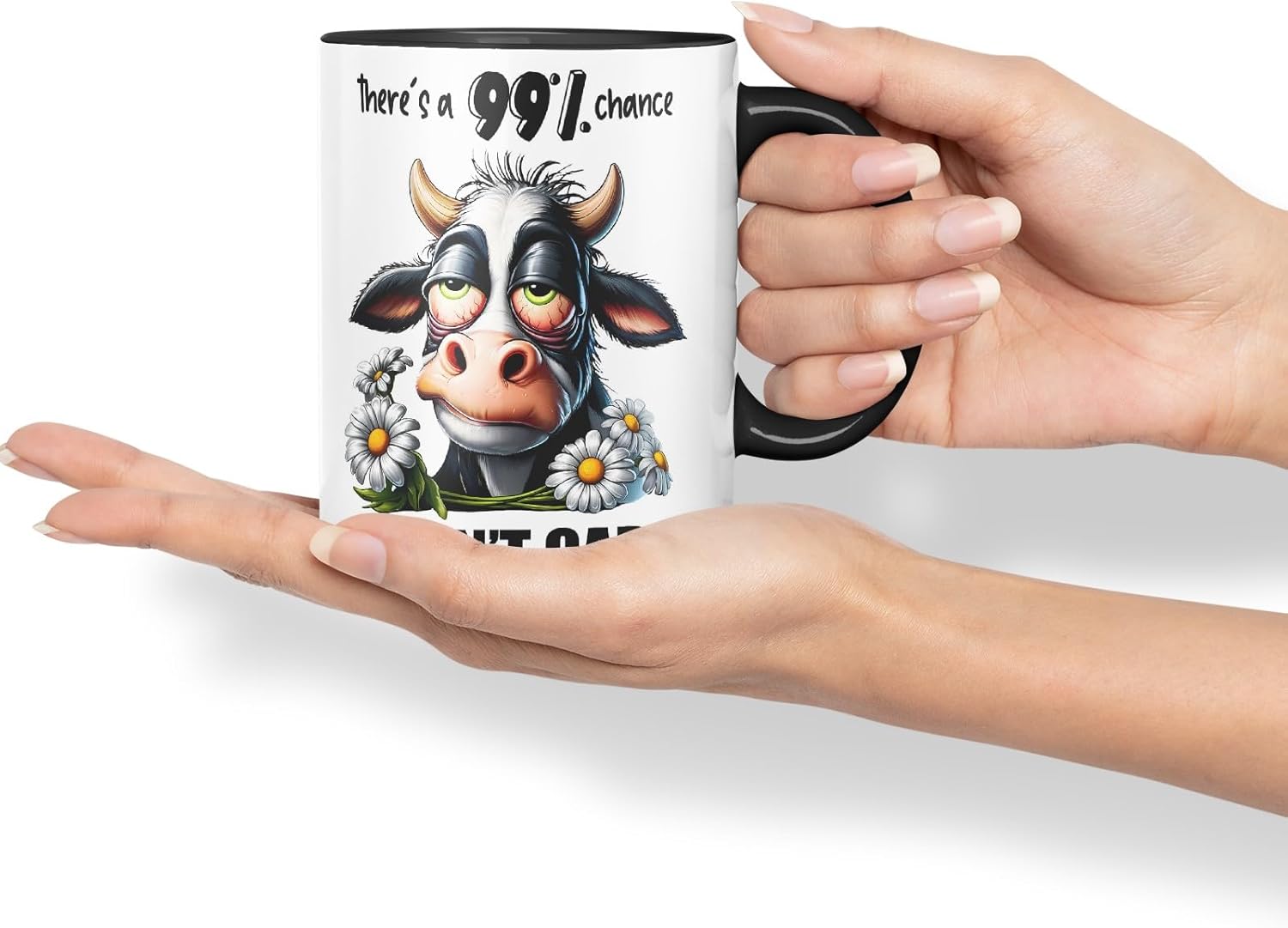 Vixar There’s a 99% Chance I Don’t Care Coloured Ceramic Mug Cup 11oz Funny Sarcastic Gift (Black)