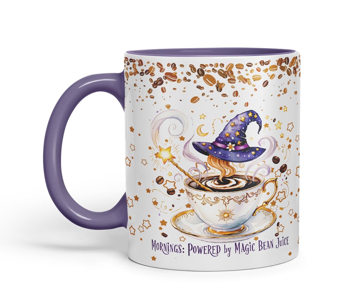Vixar Magic Bean Juice Coffee Mug – Coloured Ceramic Mug Cup Gift, 11oz (Black)