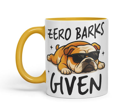 Vixar Zero Barks Given Bulldog Dog Mug – Coloured Ceramic Mug Cup Gift, 11oz (Black)