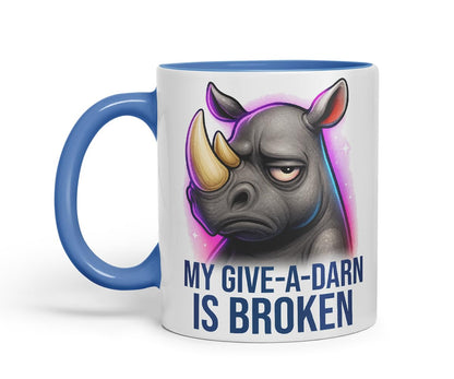 Vixar My Give-A-Darn is Broken Sarcastic Rhino – Coloured Ceramic Mug Cup Gift, 11oz (Black)