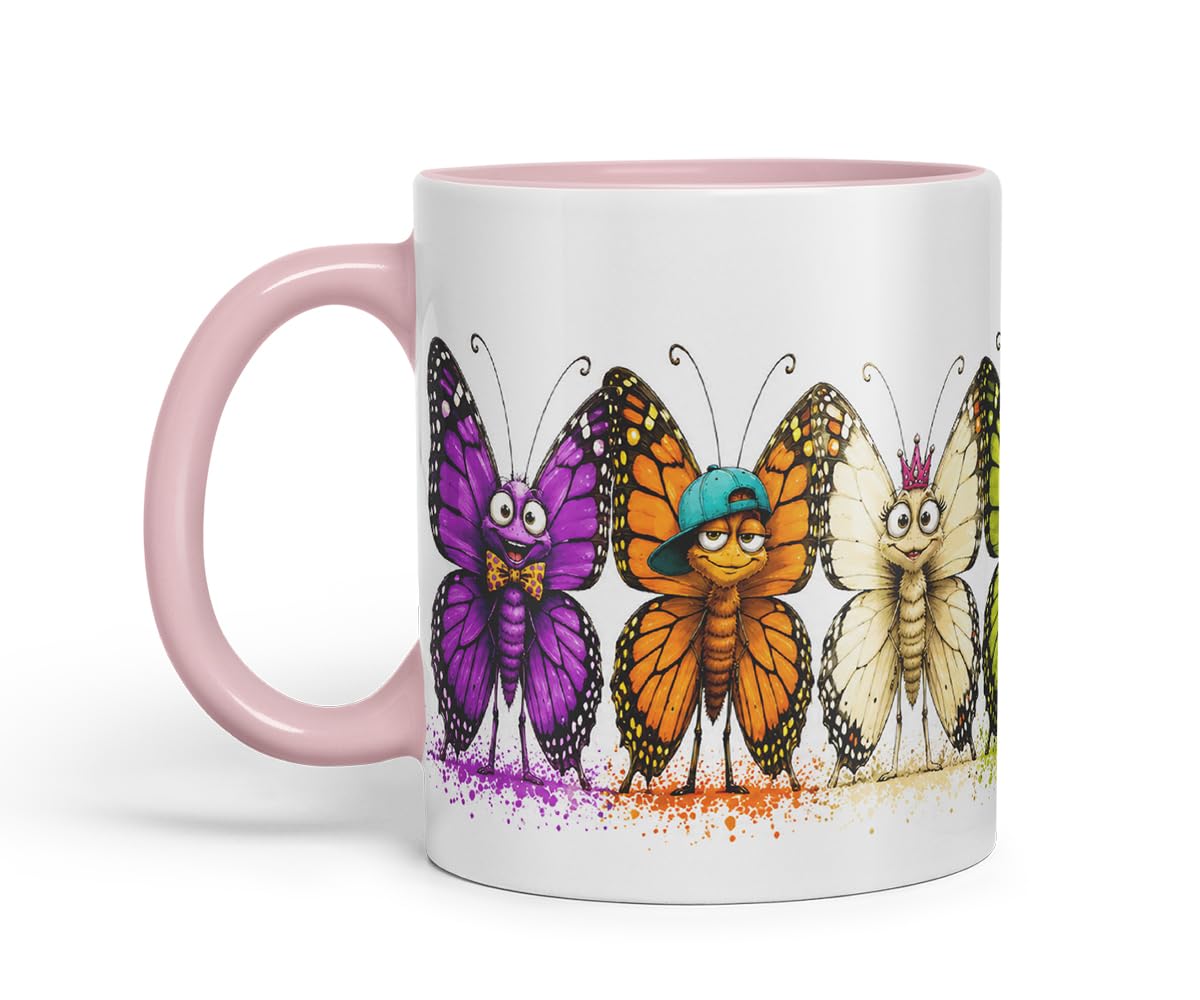 Butterfly Mug – Cute Butterfly Coloured Ceramic Mug Cup Gift, 11oz (Black)