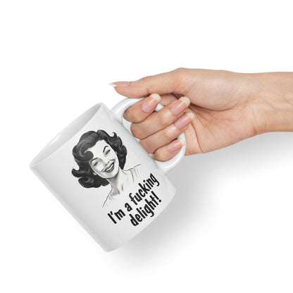 I'm a f.. Delight! Sarcastic Joke Ceramic Coloured Mug Cup for Tea Coffee Hot Brew 330ml 11Oz