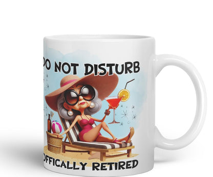 Vixar Do Not Disturb Officially Retired Woman Mug – Coloured Ceramic Mug Cup Gift, 11oz (Black)