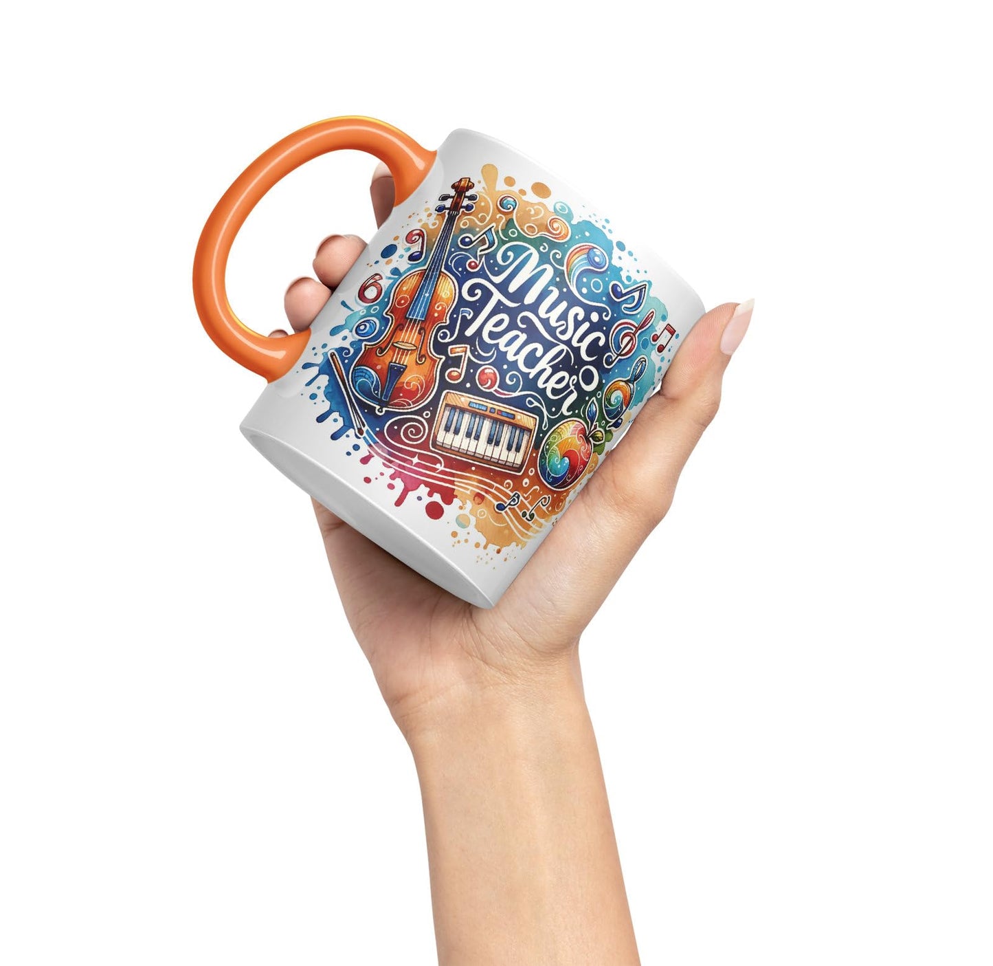 Vixar Music Teacher Mug Thank You, End of School Gift Ceramic Coloured Mug Cup for Tea Coffee Hot Brew 330ml 11Oz Gift