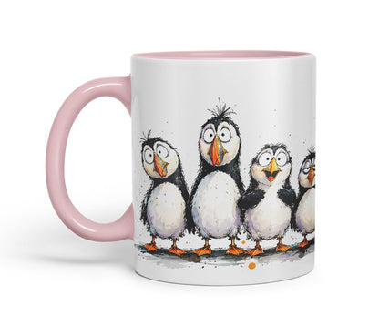Vixar Puffin Bird Mug – Cute Puffin Bird Coloured Ceramic Mug Cup Gift, 11oz (Black)