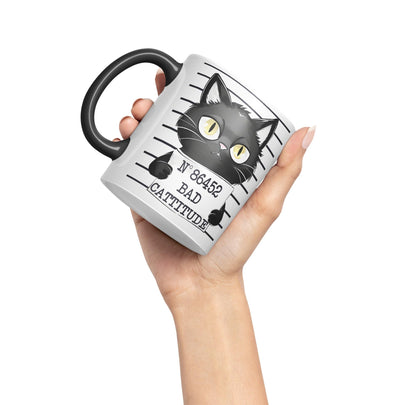 Vixar Bad Cattitude Prison Cats Sarcastic Joke Ceramic Coloured Mug Cup for Tea Coffee Hot Brew 330ml 11Oz