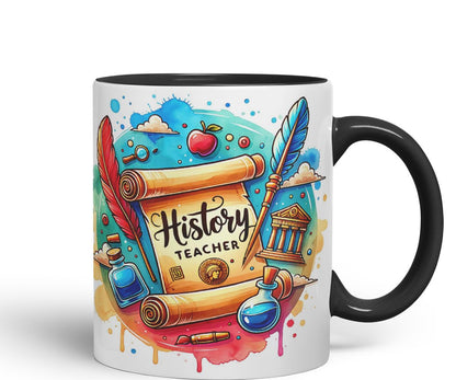 Vixar History Teacher Mug Thank You, End of School Gift Ceramic Coloured Mug Cup for Tea Coffee Hot Brew 330ml 11Oz Gift