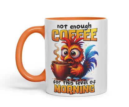 Vixar Not Enough Coffee for This Level of Morning Funny Rooster Mug – Coloured Ceramic Mug Cup Gift, 11oz (Black)