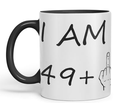 Vixar I am 49 + 1 Man Male Hand Ceramic 330 ml, 11oz Coloured Mug Cup Gift Coffee Tea Happy Birthday Turning 50 Years Old as a Joke Celebration 50th Birthday Gift idea