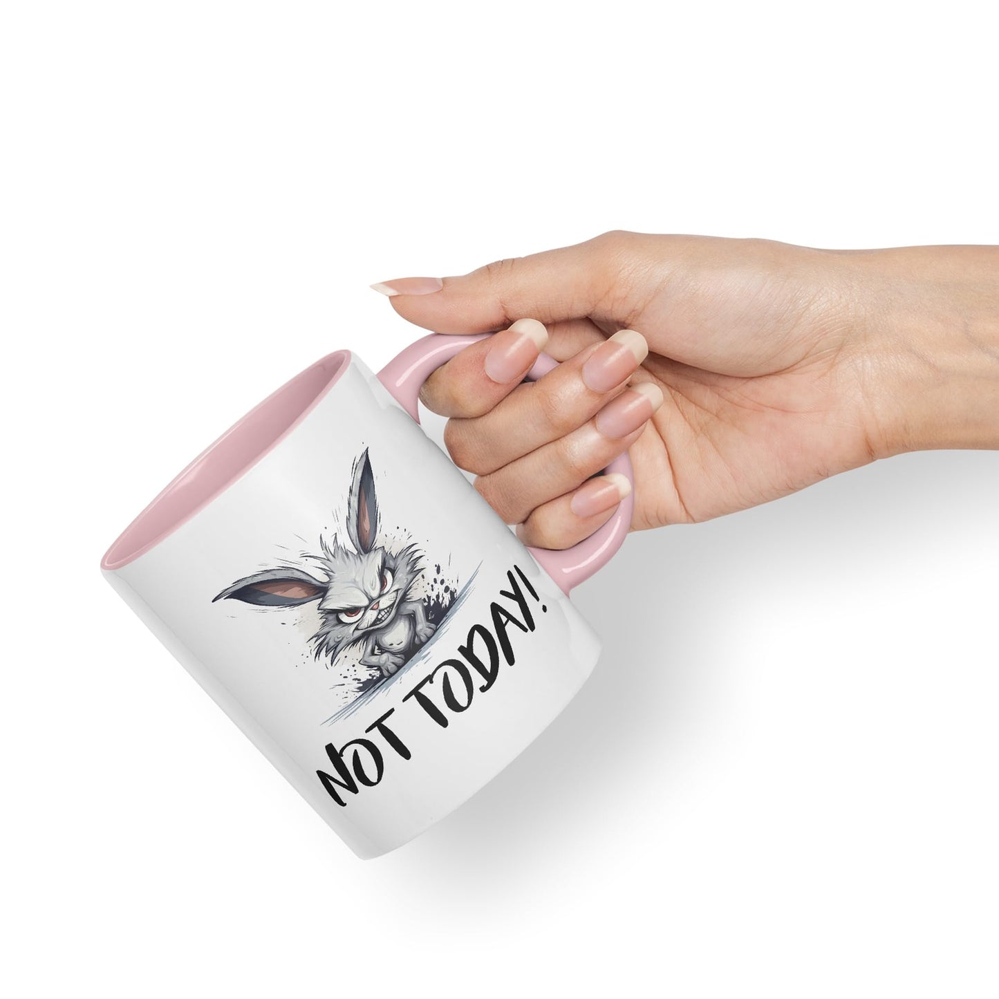 Not Today! Hunry Bunny Hare Joke sarkasm Sarcastic Ceramic Coloured Mug Cup for Tea Coffee Hot Brew 330ml 11Oz Gift