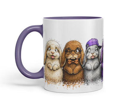 Vixar Lop Rabbit Mug – Cute Bunny Rabbit Coloured Ceramic Mug Cup Gift, 11oz (Black)