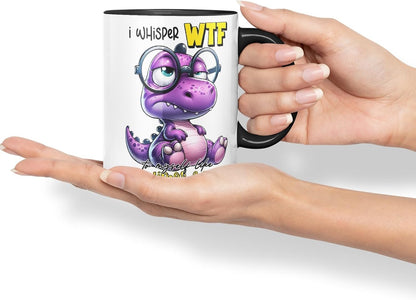Vixar I Whisper WTF to Myself Like 20 Times a Day Coloured Ceramic Mug Cup 11oz Funny Sarcastic Gift (Black)
