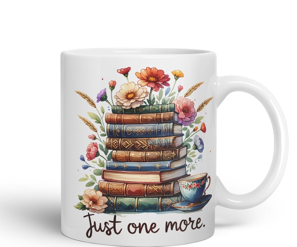 Vixar Just One More Chapter Coloured Mug Cup Cozy Reading Gift 11oz (Black)