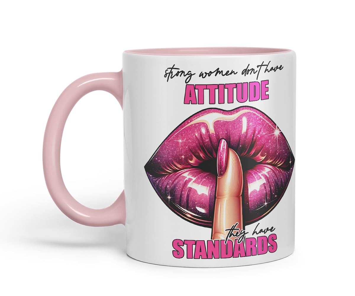 Vixar Strong Women Standards Mug – Coloured Ceramic Mug Cup Gift, 11oz (Black)