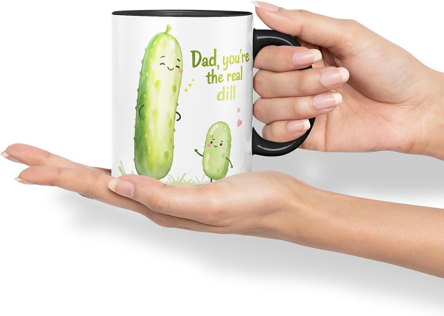 Vixar Dad You're The Real Dill Funny Pickle Pun Father's Day Mug – Coloured Mug Cup Gift, 11oz (Black)