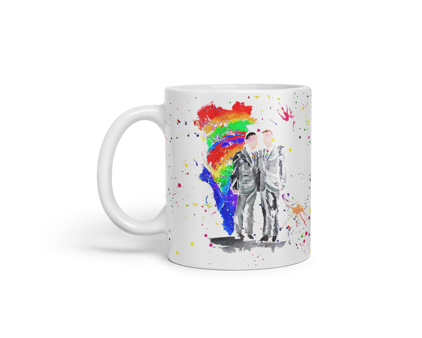 Vixar Wedding Mr and Mr Pride Gay Watercolour Art Coloured Mug Cup Gift Birthday Work Office Tea Coffee