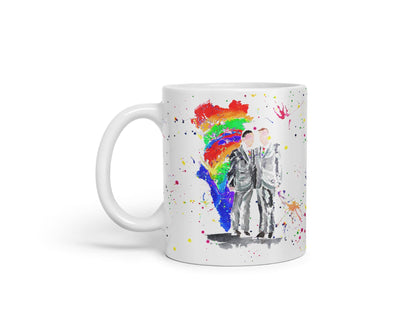 Vixar Wedding Mr and Mr Pride Gay Watercolour Art Coloured Mug Cup Gift Birthday Work Office Tea Coffee