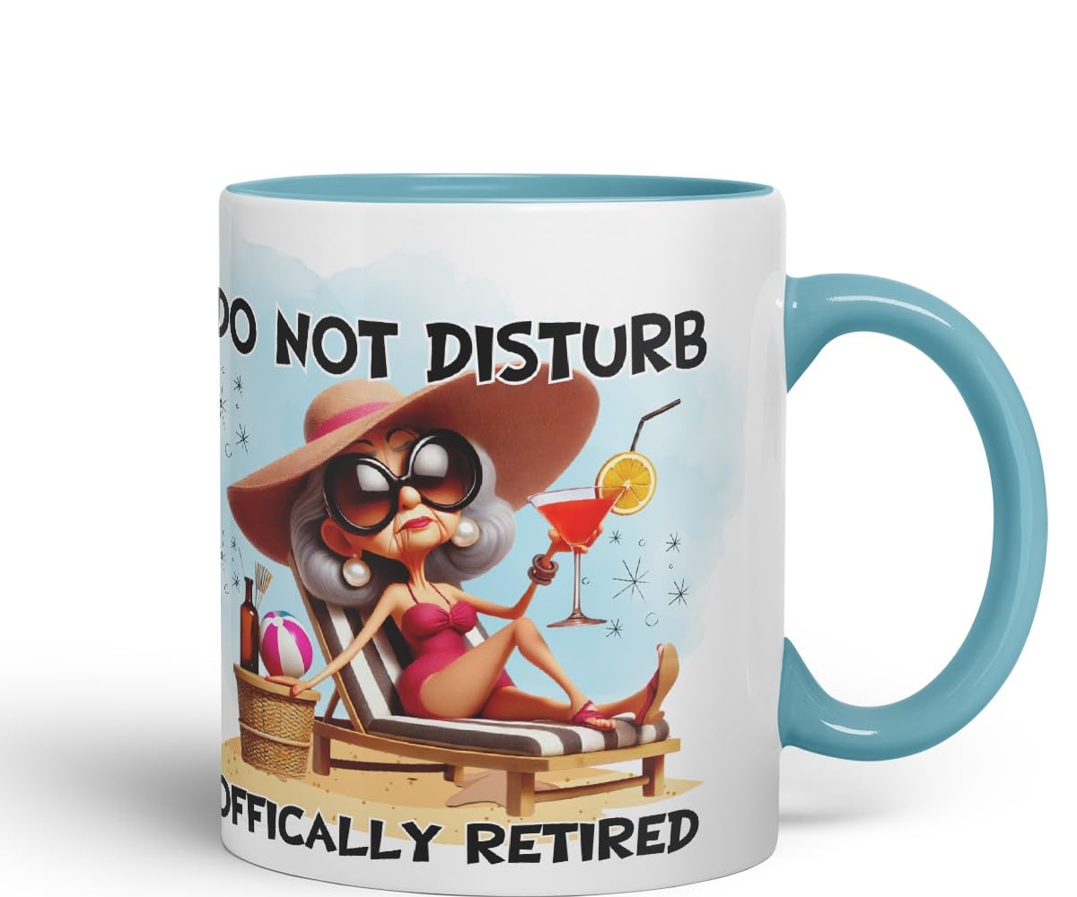Vixar Do Not Disturb Officially Retired Woman Mug – Coloured Ceramic Mug Cup Gift, 11oz (Black)