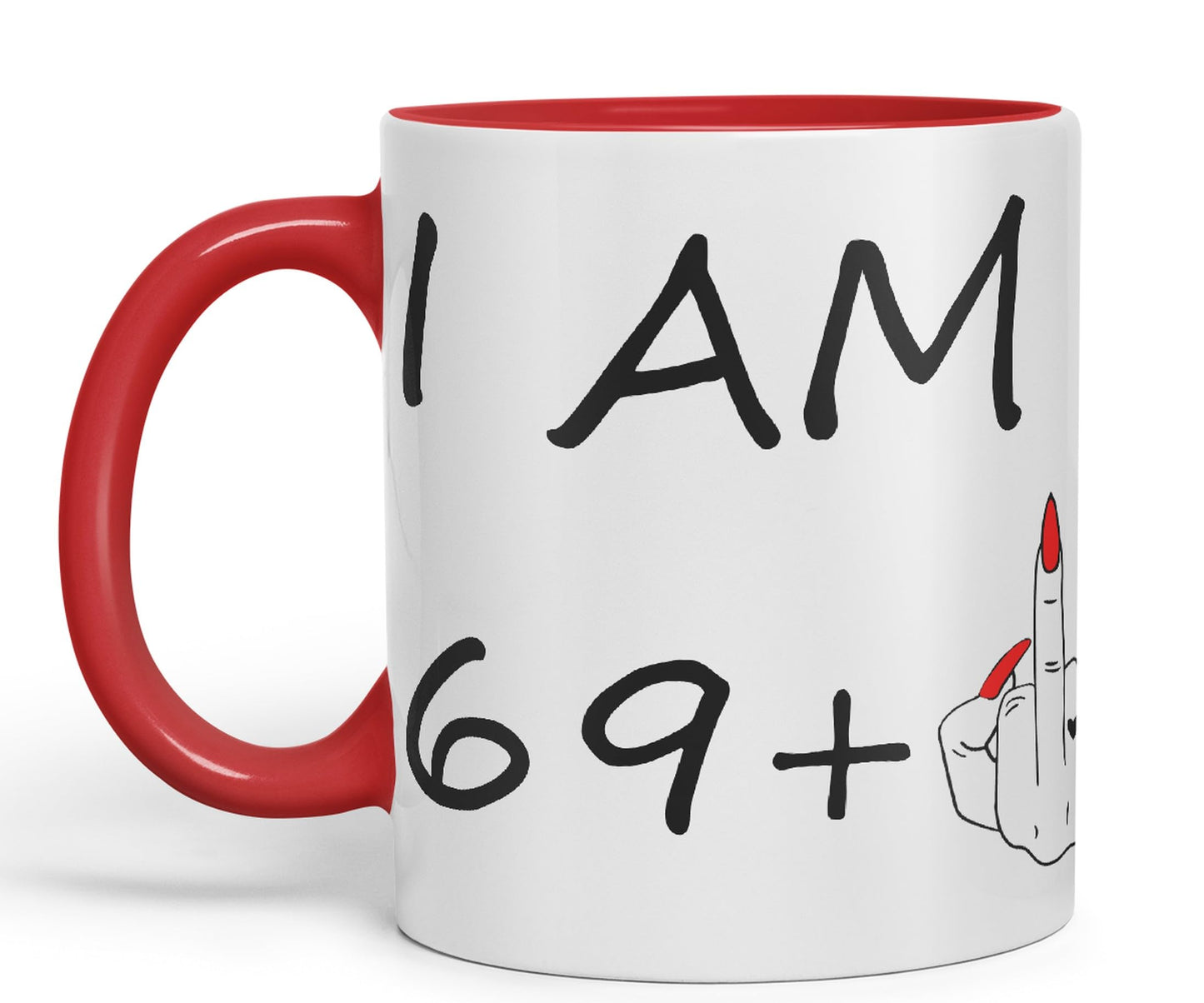 Vixar I am 69 + 1 Woman Hand Ceramic 330 ml, 11oz Coloured Mug Cup Gift Coffee Tea Happy Birthday Turning 70 Years Old as a Joke Celebration 70th Birthday Gift idea