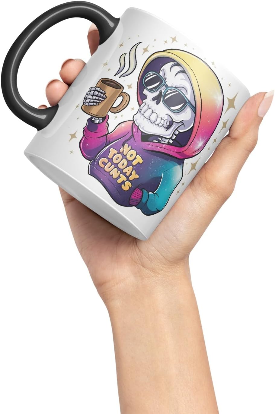 Vixar Not Today C** Sarcastic Coloured Ceramic Mug Cup Gift, 11oz (Black)