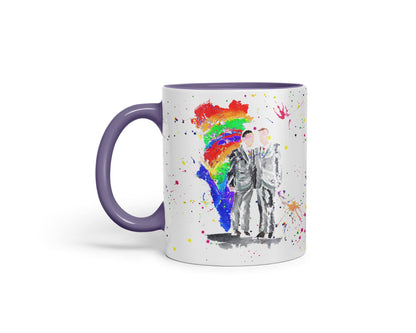 Vixar Wedding Mr and Mr Pride Gay Watercolour Art Coloured Mug Cup Gift Birthday Work Office Tea Coffee