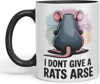 Vixar I Don’t Give a Rat’s Arse – Coloured Ceramic Mug Cup Gift, 11oz (Black)