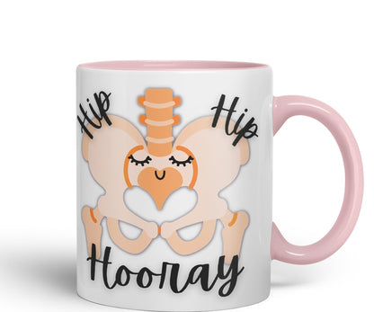 Vixar Anatomy Pun Humor Hip Hip Hooray Coloured Ceramic 330 ml Mug Cup Gift Birthday Work Office Tea Coffee