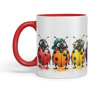 Vixar Ladybird Mug – Cute Ladybug Animal Coloured Ceramic Mug Cup Gift, 11oz (Black)