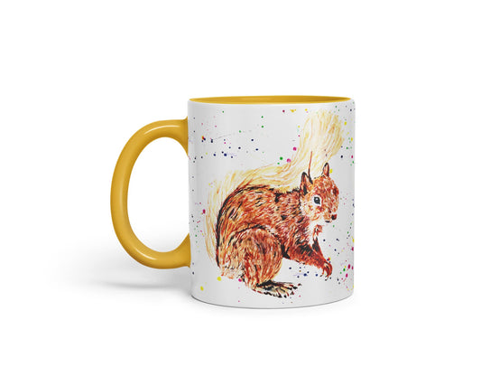 Vixar Squirrel Wildlife Natural Animals Watercolour Art Coloured Mug Cup Gift Birthday Work Office Tea Coffee