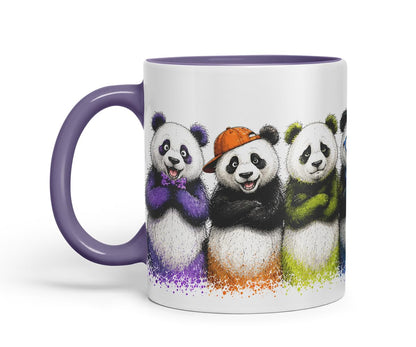 Vixar Pandas Mug – Cute Pandas Coloured Ceramic Mug Cup Gift, 11oz (Black)