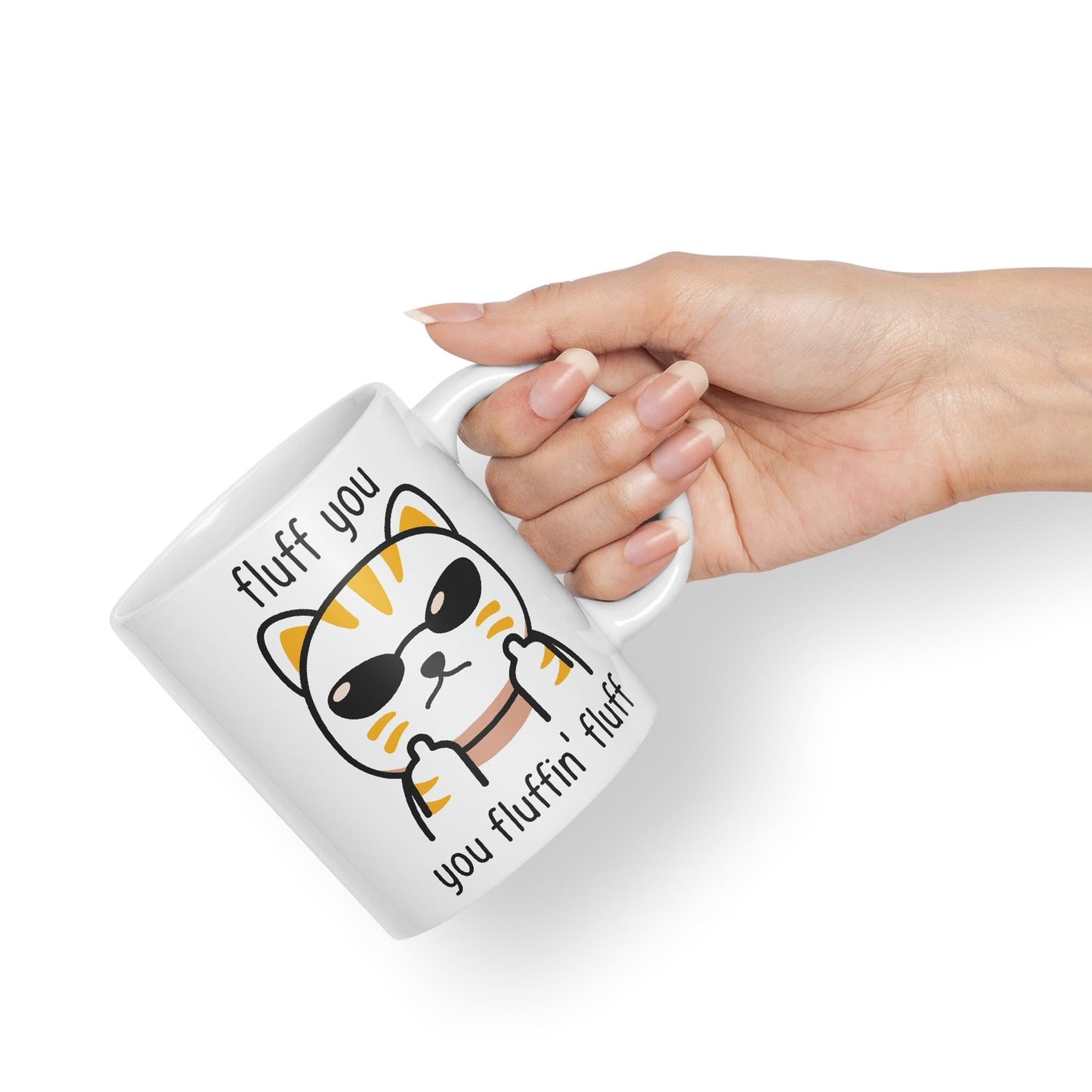 Vixar Fluff You Cat Joke Adult Ceramic Mug Coloured Mug Cup Gift Tea Coffee Christmas Office Home