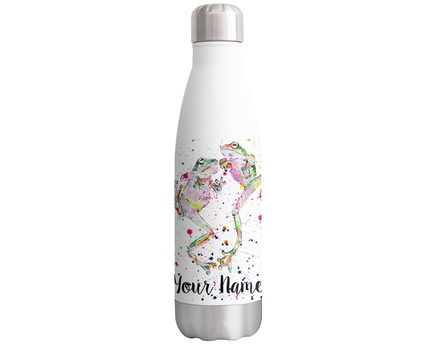 Dancing Frogs Personalised Custom Bottle with Your Text/Name Watercolour Frog Animals Bottle Double Wall Insulated Stainless Steel Sport Drinks 500ml