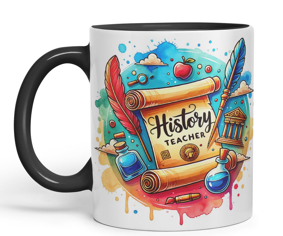 Vixar History Teacher Mug Thank You, End of School Gift Ceramic Coloured Mug Cup for Tea Coffee Hot Brew 330ml 11Oz Gift