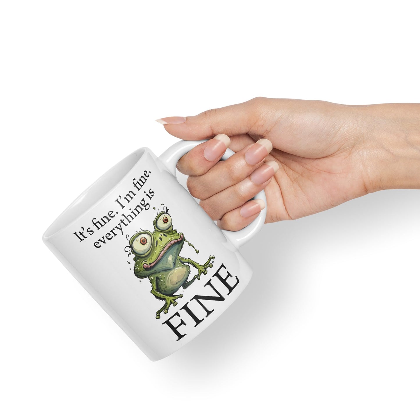 Vixar Frog It's fine I'm fine Everything is fine Joke Sarcastic Ceramic Mug Coloured Mug Cup Gift Tea Coffee Christmas