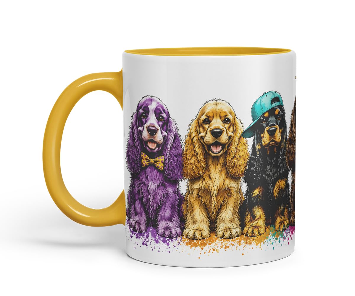 Vixar Cocker Spaniel Dog Mug – Cute Cocker Spaniel Coloured Ceramic Mug Cup Gift, 11oz (Black)