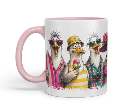 Vixar Beach Seagulls Mug – Funny Sea Bird Coloured Ceramic Mug Cup Gift, 11oz (Black)