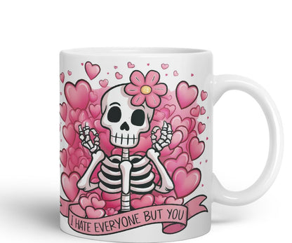 Vixar I Hate Everyone But You – Coloured Ceramic Mug Cup Gift, 11oz (Black)