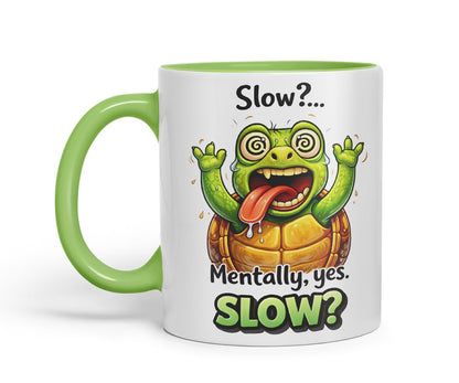 Vixar Slow Mentally Yes Slow Turtle Coloured Ceramic Mug Cup Gift, 11oz (Black)