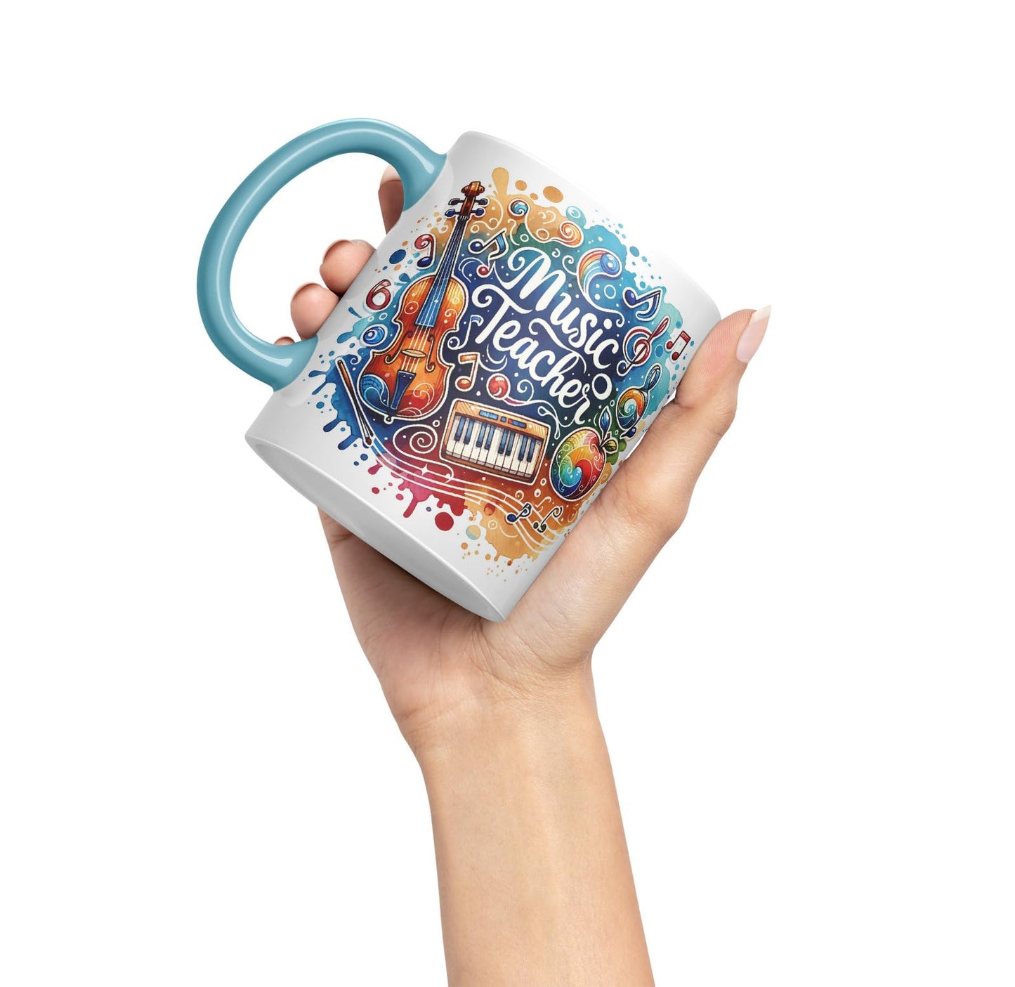 Vixar Music Teacher Mug Thank You, End of School Gift Ceramic Coloured Mug Cup for Tea Coffee Hot Brew 330ml 11Oz Gift