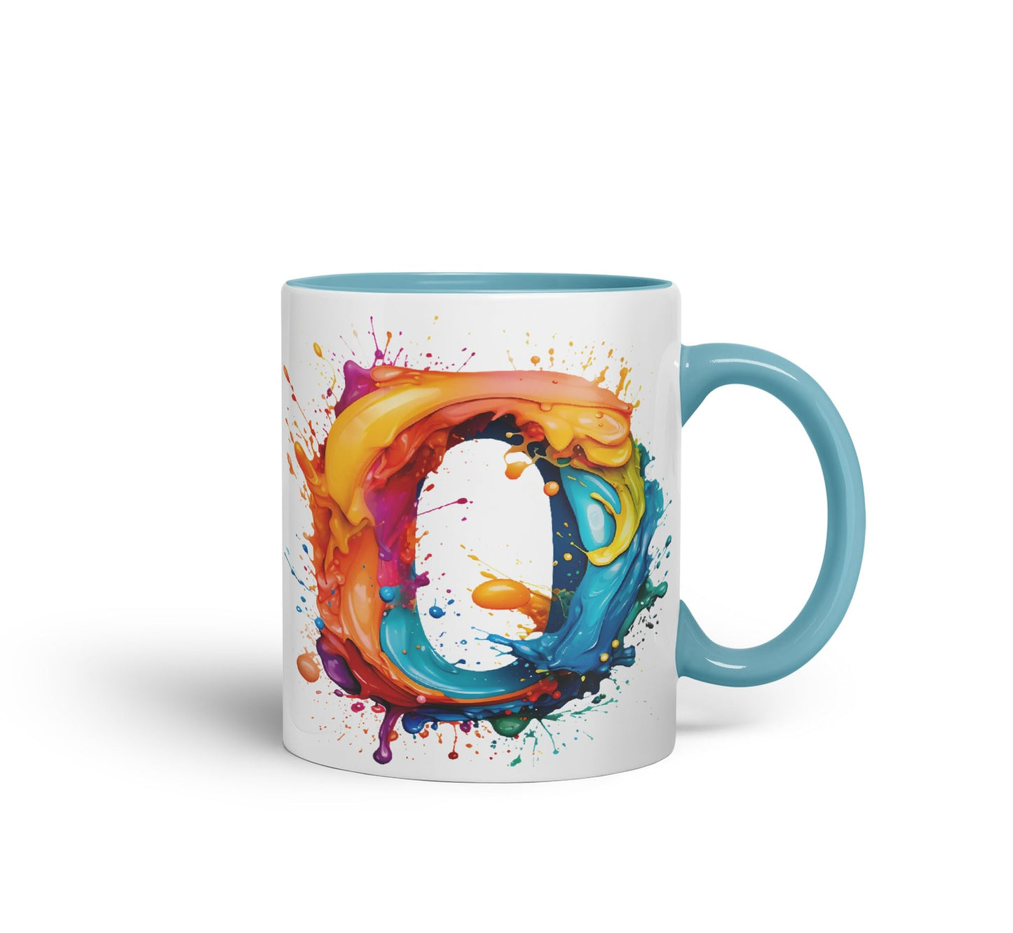 Letter O mug, Alphabet Letter O Monogram watercolour Ceramic Coloured Mug Cup for Tea Coffee Hot brew 330ml 11Oz Gift