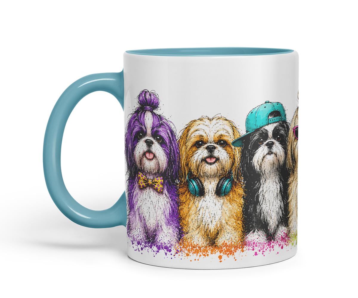 Vixar Shih Tzu Dog Mug – Cute Shih Tzu Coloured Ceramic Mug Cup Gift, 11oz (Black)