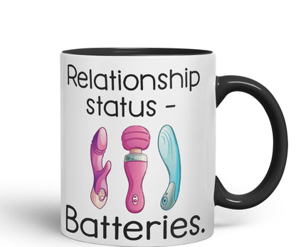 Vixar Relationship Status Batteries Adult Joke Sarcastic Tree Presents Coloured Ceramic Mug Cup Gift 330ml 11oz Work Office Tea Coffee Gift