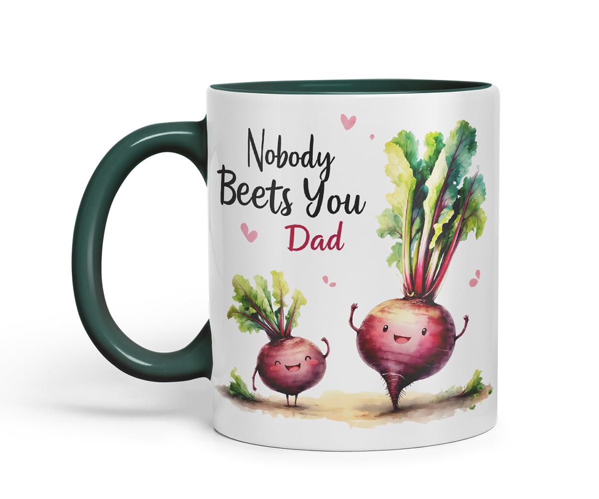 Vixar Nobody Beets You Dad Design – Funny Beetroot Father's Day Mug, Coloured Mug Cup Gift, 11oz (Black)