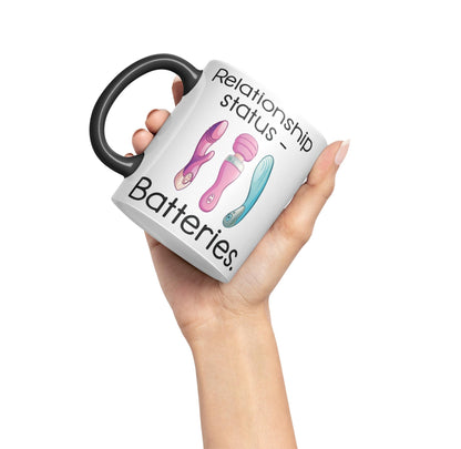 Vixar Relationship Status Batteries Adult Joke Sarcastic Tree Presents Coloured Ceramic Mug Cup Gift 330ml 11oz Work Office Tea Coffee Gift