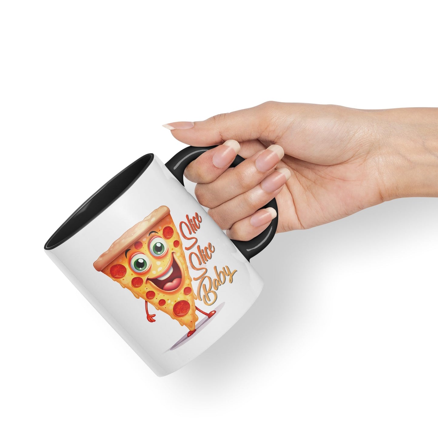 Slice Slice Baby Pizza Joke sarkasm Sarcastic Ceramic Coloured Mug Cup for Tea Coffee Hot Brew 330ml 11Oz Gift