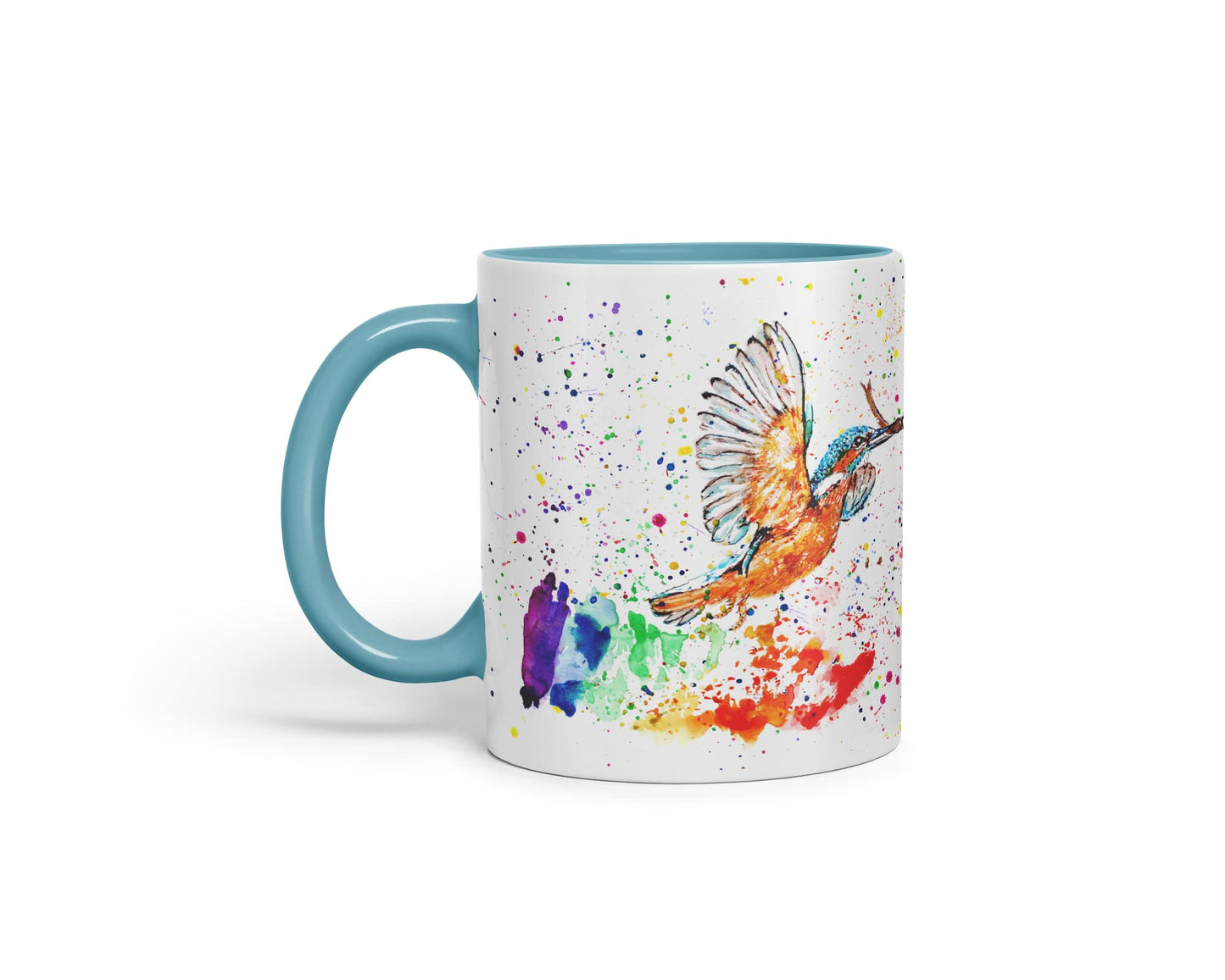 Vixar King Fisher Kingfisher Bird Animals Watercolour Art Coloured Mug Cup Gift Birthday Work Office Tea Coffee