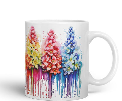 Vixar Hyacinth Perfumed Bloom Mug Coloured Ceramic Mug Cup Gift, 11oz (Pink)